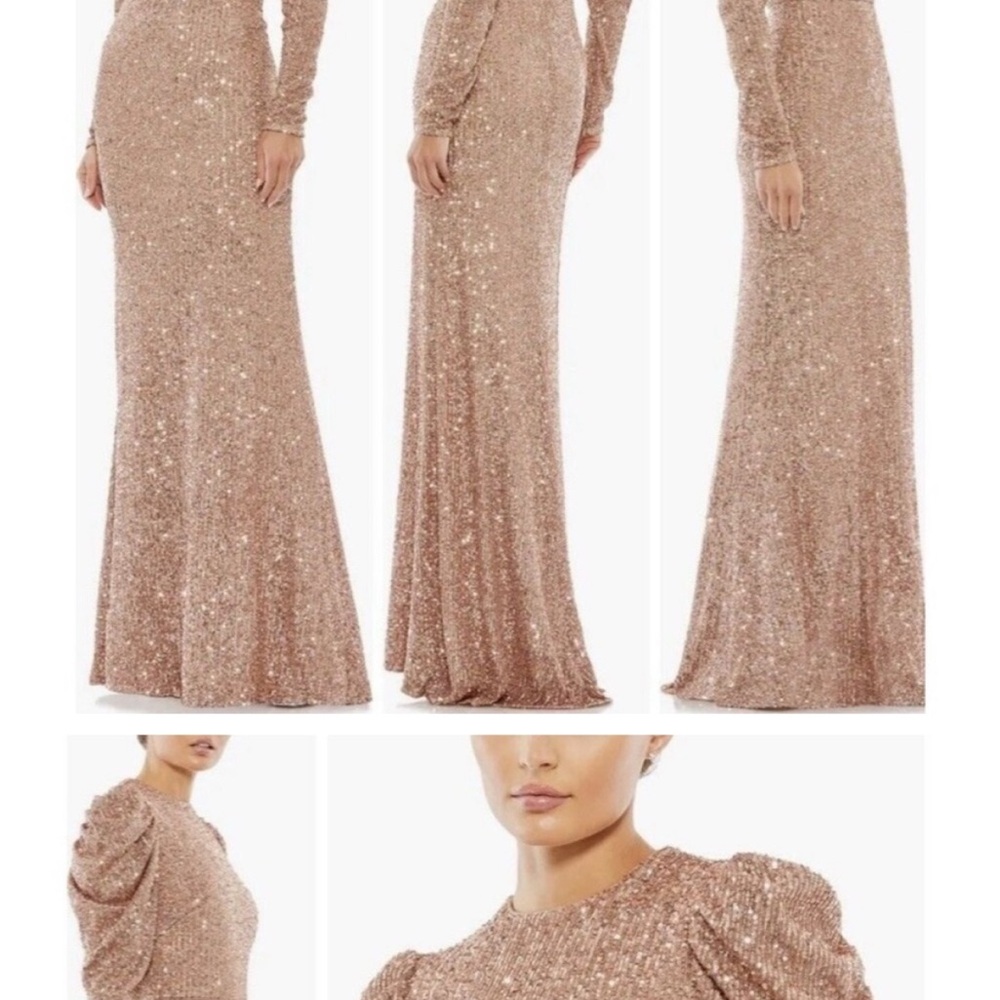 Mac Duggal Sequin High Neck Juliet Puff Long Sleeve
Trumpet Column Gown- Reemoly